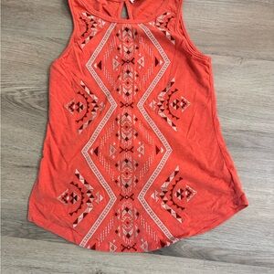 Miss Me Orange Graphic Cut Out Tank Top